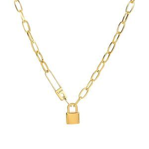 18K Gold Plated Women's Love Lock Necklace Hypoallergenic Waterproof Durable